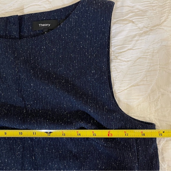 Theory Women's Size 8 Dress Navy Rail Texture Sleeveless Button Back - Picture 7 of 8